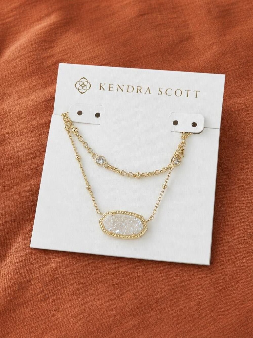Kendra Scott Elisa Gold Iridescent Drusy Multi Strand Necklace